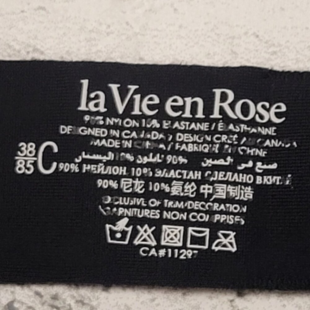 La Vie En Rose Lace Push Up Bra 38C Black Blue Padded Underwire - Picture 8 of 8